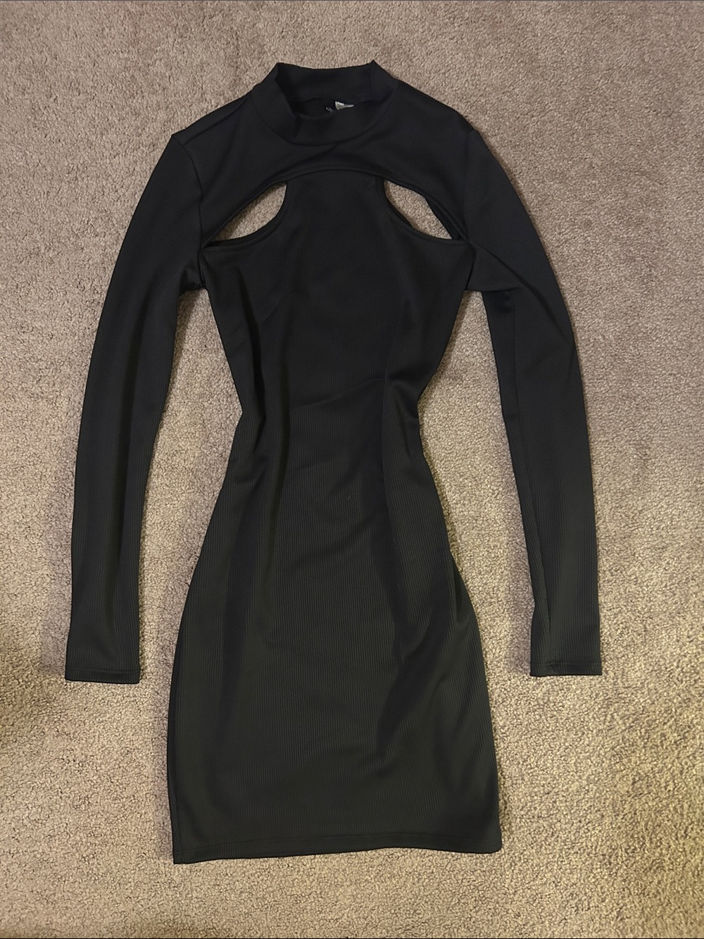 H&M Black Long-Sleeve Cutout Bodycon Dress